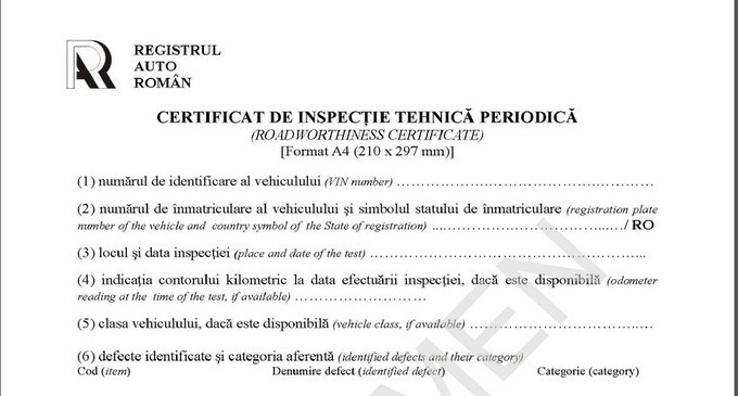 Un nou tip de certificat la finalizarea ITP